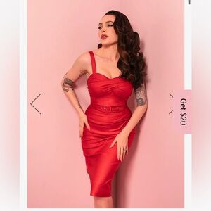 Vixen by Micheline Pitt Red Jawbreaker Wiggle dress